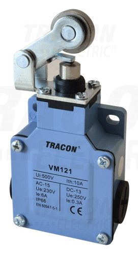 Tracon Helyzetkapcsoló, karos-görgős fémházas 1×NO+1×NC, 6A/230V AC, IP66