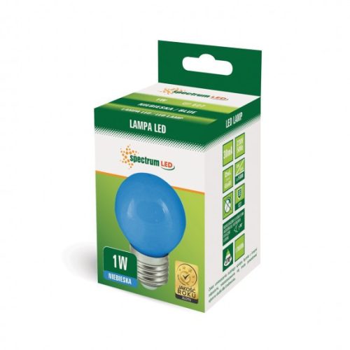 LED Kisgömb E27 230V 1W kék