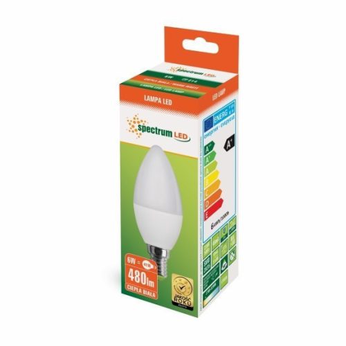 LED Gyertya E14 230V 6W WW