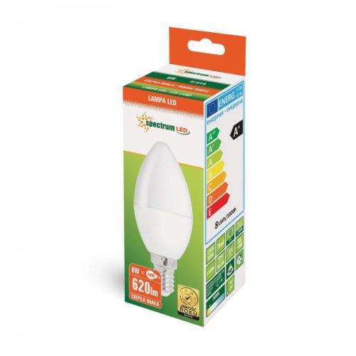 LED Gyertya E14 230V 8W WW