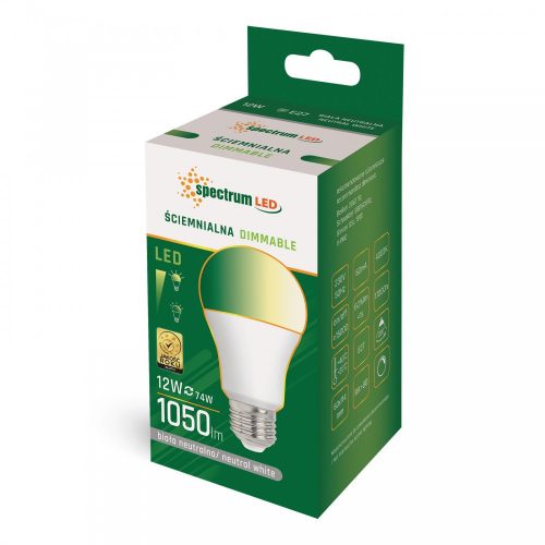LED GLS E27 230V 12W NW dimm