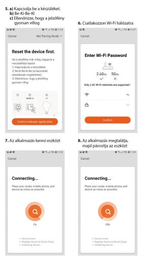 LED A60 E27 230V 5W COG üveg CCT+DIM WIFI - SMART