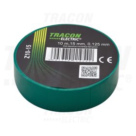   Tracon Szigetelőszalag, zöld 10m×15mm, PVC, 0-90°C, 40kV/mm