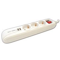 Hordozható elosztósáv kapcsolóval, 2×USB port