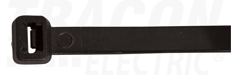 Tracon Normál kábelkötegelő, fekete 300×7.8mm, D=5-80mm, PA6.6 Tracon Normál kábelkötegelő, fekete 300×7.8mm, D=5-80mm, PA6.6