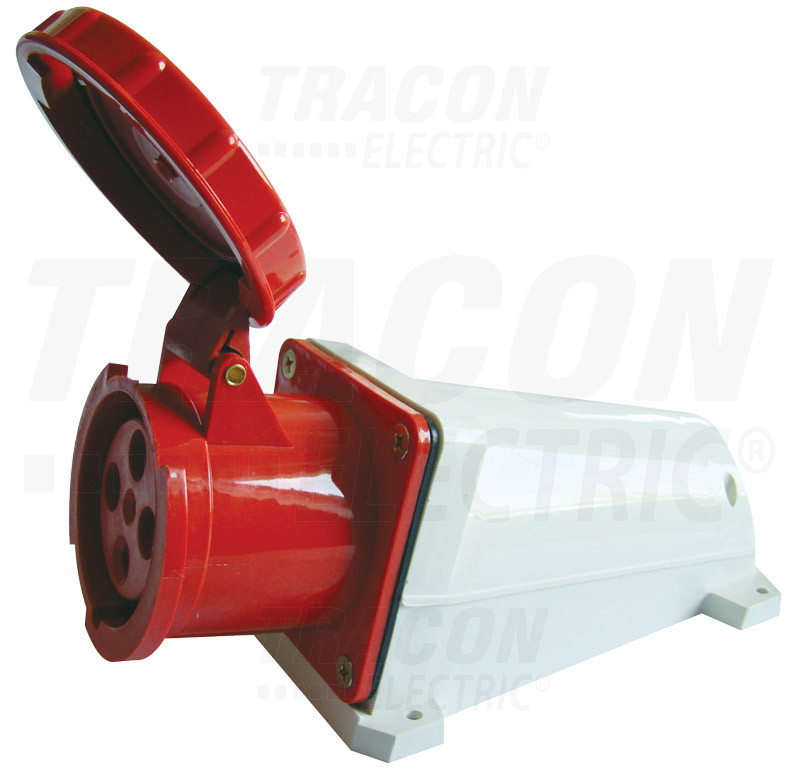 Tracon Felületre szerelhető ipari csatlakozóaljzat 63A, 400V, 3P+E, 6h, IP67