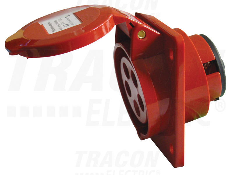 Tracon Beépíthető ferde ipari csatlakozóaljzat 16A, 400V, 3P+N+E, 6h, IP44