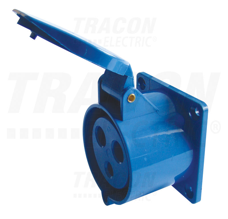 Tracon Beépíthető egyenes ipari csatlakozóaljzat 32A, 250V, 2P+E, 6h, IP44